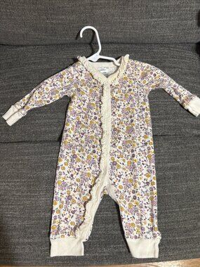 Modern Moments By Gerber Baby Romper Floral Ruffle Long Sleeve 3-6 Months